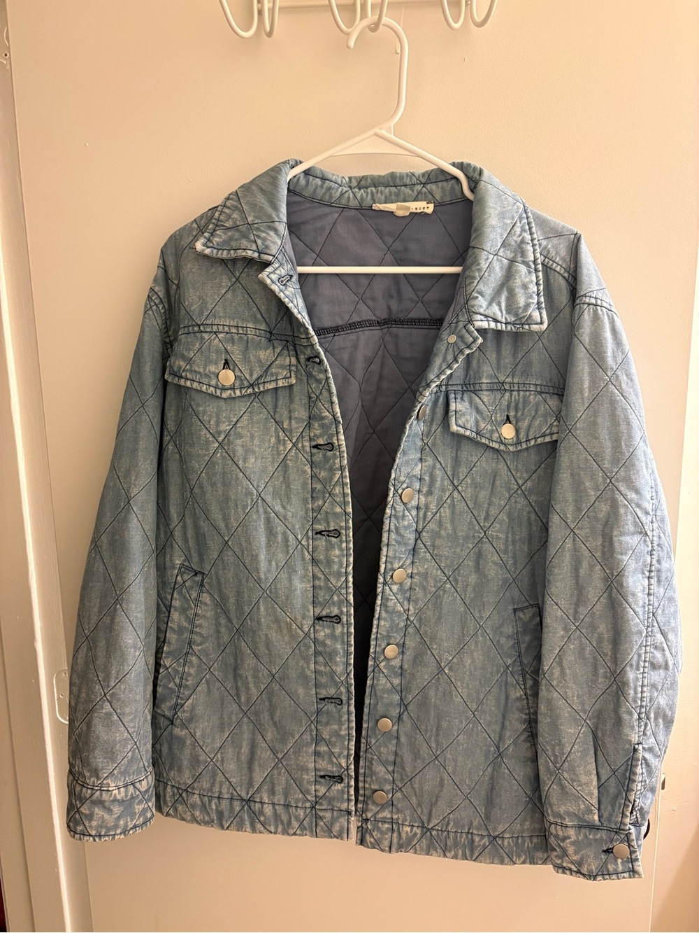 Jane and Delancey Light Blue Quilted Denim Shirt Jacket